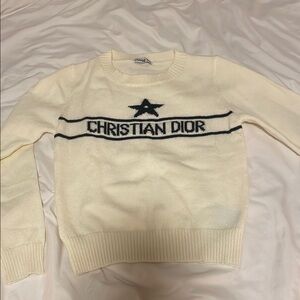 Dior Cream Crewneck Sweater with Black Logo